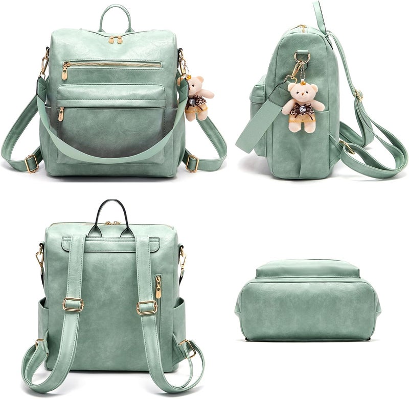 Soperwillton Women Backpack Purse Multipurpose Design Handbags Shoulder Bag PU Leather Travel bag Backpack Set 2pcs - Image 2